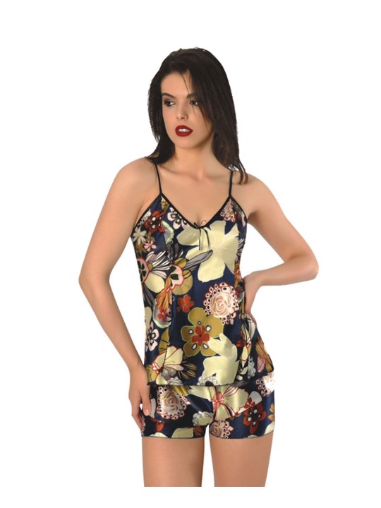 Çiçek Desenli Saten Babydoll Şortlu Takım - 295