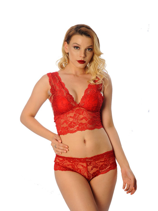 Kırmızı Bralet Dantelli Sütyen Takım 2' Li - 6255