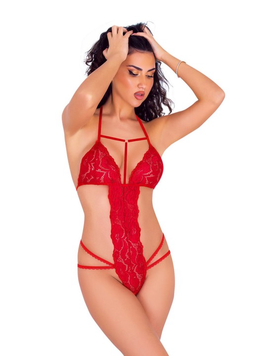 Kırmızı Dantelli Bodysuit - 917