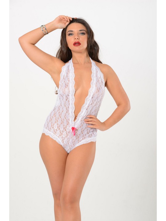 Beyaz Dantel Bodysuit - 924